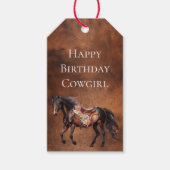 ハウディ女性のカーボーイウエスタンホースフローラサドル ギフトタグ (正面)