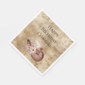 ハウディ女性のカーボーイピンクフローラハットウエスタンシック スタンダードランチョンナプキン (角)