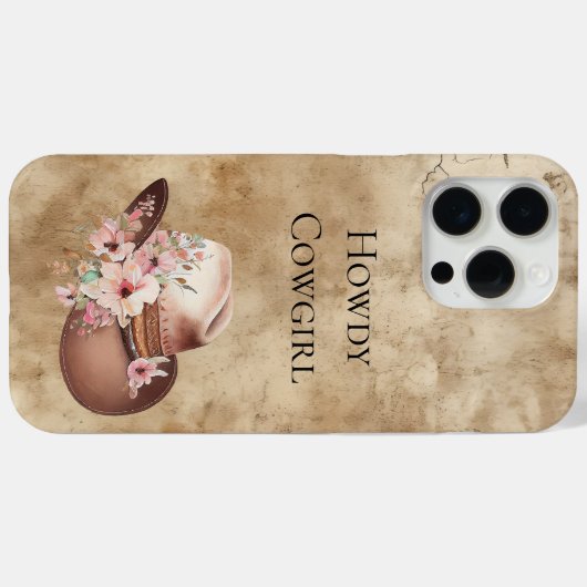 ハウディ女性のカーボーイピンクフローラハットウエスタンシック Case-Mate iPhoneケース (裏面 (横))