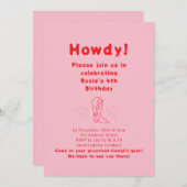 ハウディ女性のカーボーイ誕生日招待状 招待状 (正面/裏面)