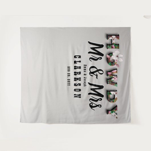 ハウディ氏とミセス・素朴フローラ・リネンの壁の背景 タペストリー (正面(横))