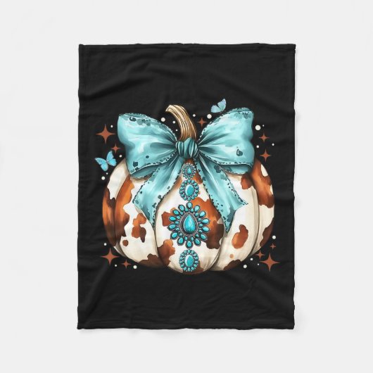 ハウディ秋ウエスタンパンプキンハロウィンコウィドパンプク フリースブランケット (正面)