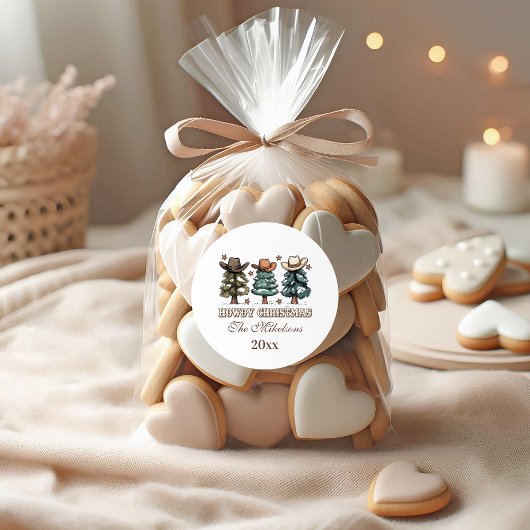 ハウディ素朴クリスマスカウボーイハットファミリー ラウンドシール