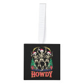 ハウディ踊りスケルトンおもしろいクリスマスホリデイ キューブオーナメント (正面)