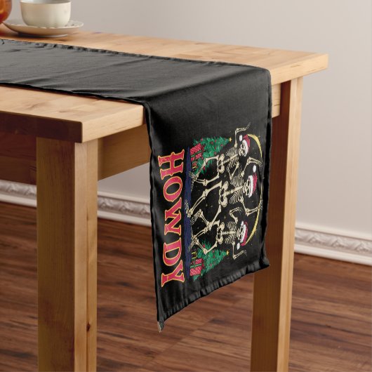 ハウディ踊りスケルトンおもしろいクリスマスホリデイ ショートテーブルランナー (インサイチュ)