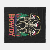 ハウディ踊りスケルトンおもしろいクリスマスホリデイ フリースブランケット (正面(横))