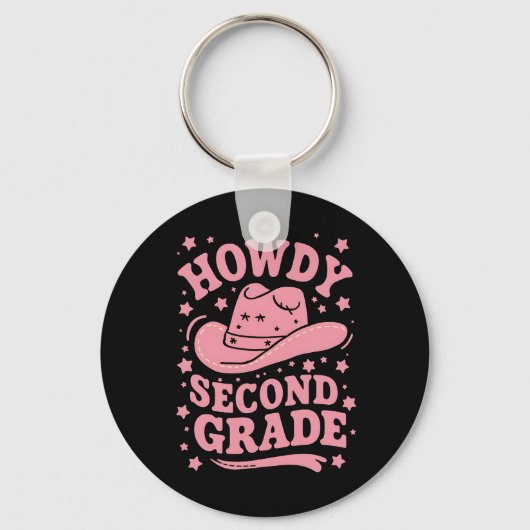 ハウディ2年生カウボーイ女性のカーボーイ新学期 キーホルダー (正面)