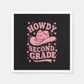 ハウディ2年生カウボーイ女性のカーボーイ新学期 スタンダードカクテルナプキン (正面)