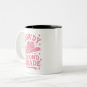 ハウディ2年生カウボーイ女性のカーボーイ新学期 ツートーンマグカップ (正面左)