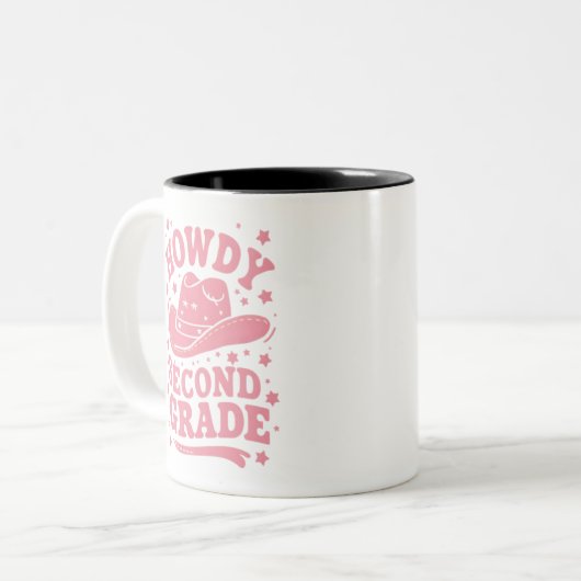 ハウディ2年生カウボーイ女性のカーボーイ新学期 ツートーンマグカップ (正面左)