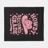 ハウディ2年生カウボーイ女性のカーボーイ新学期 フリースブランケット (正面(横))