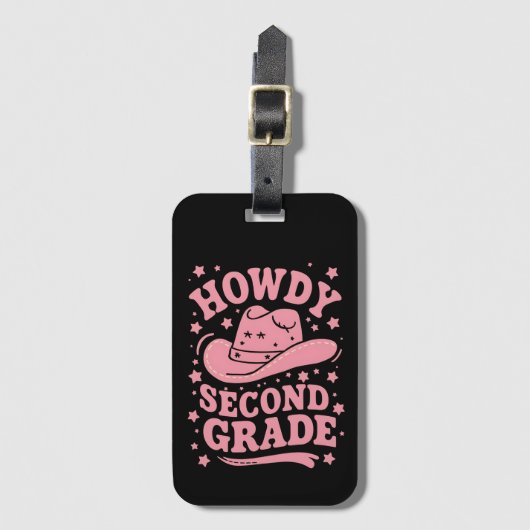 ハウディ2年生カウボーイ女性のカーボーイ新学期 ラゲッジタグ (正面縦)