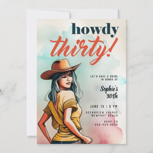 ハウディ30カントリー西シック30th誕生日 招待状 (正面)