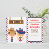 ハウディ!アメリカンカウボーイ&女性のカーボーイ誕生日招待状 招待状 (スタンド正面)