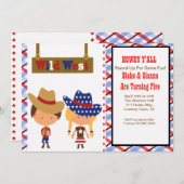 ハウディ!アメリカンカウボーイ&女性のカーボーイ誕生日招待状 招待状 (正面/裏面)