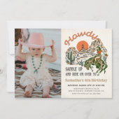 ハウディ!ウェスタンロデオカウボーイ誕生日写真 招待状 (正面)