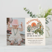 ハウディ!ウェスタンロデオカウボーイ誕生日写真 招待状 (スタンド正面)