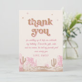 ハウディ！ウエスタンピンク女性のカーボーイ誕生日 サンキューカード (スタンド正面)