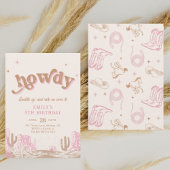 ハウディ!ウエスタンピンク女性のカーボーイ誕生日 招待状