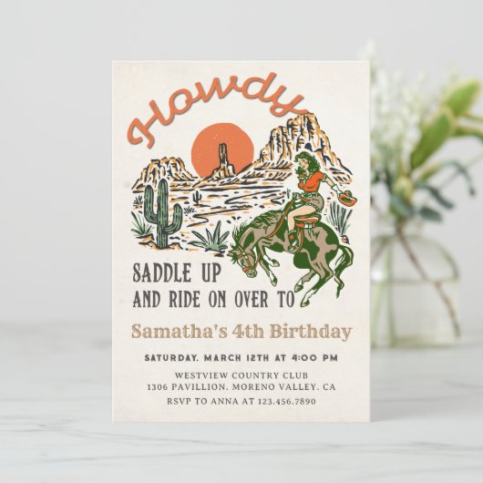 ハウディ！ウエスタンロデオカウボーイ誕生日招待状 招待状 (スタンド正面)