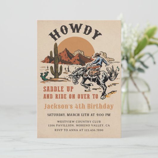 ハウディ！ウエスタンロデオカウボーイ誕生日招待状 招待状 (スタンド正面)