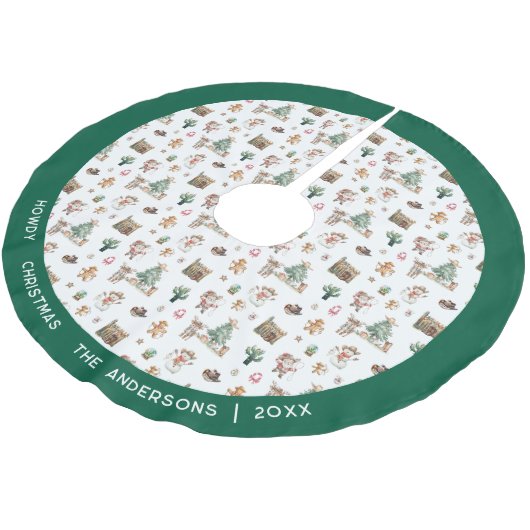 ハウディ・クリスマス | おもしろい西パーソナライズされた ブラッシュドポリエステルツリースカート (アングル)