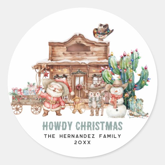 ハウディ・クリスマス | おもしろい西砂漠 ラウンドシール (正面)