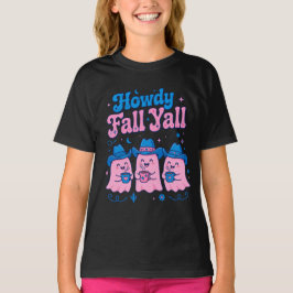 ハウディ・フォール・ヤル・カウボーイ・ゴースト ピンク ブルー コーヒー アート Tシャツ