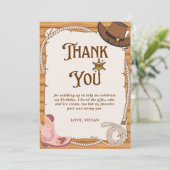 ハウディ!女性のカーボーイサドルアップ誕生日 サンキューカード (スタンド正面)