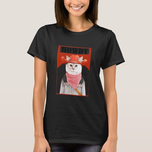 ハウディ 猫 ミーム テキサス人 Tシャツ (正面)