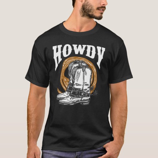 ハウディCowboyワイルドウェスト投げ縄ブーツRodeo Tシャツ (正面)