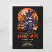 ハウモダンス幽霊のよく出るブラックキャットウィッチハロウィーン 招待状 (正面)