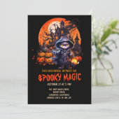 ハウモダンス幽霊のよく出るブラックキャットウィッチハロウィーン 招待状 (スタンド正面)