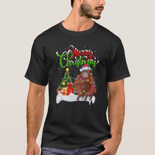 ハウラーおもしろい動物愛好家クリスマス照明ハウラーChr Tシャツ (正面)