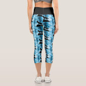 ハウリングウィンターウルフ雪のような青い抽象芸術パターン カプリレギンス (裏面)