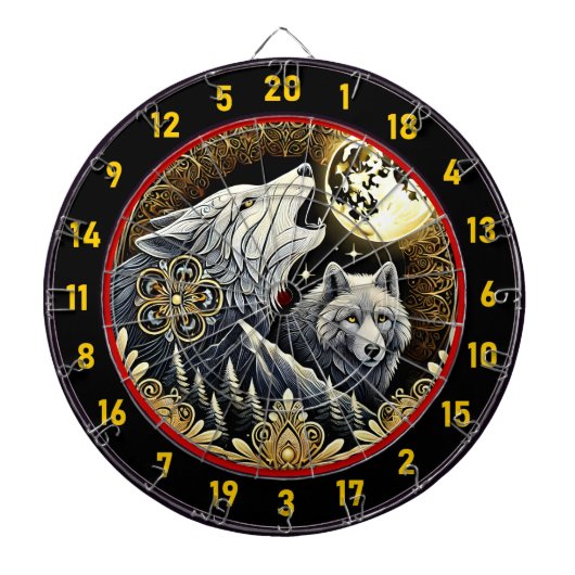 ハウリングウルフが強さと自由を照らす ダーツボード (正面)