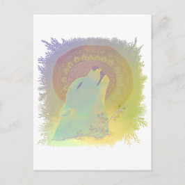 ハウリングウルフとマンダラプラントブランチのフレーム ポストカード