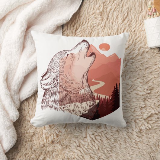 ハウリングウルフのベクトルイラストレーションランドスケープT- クッション (ブランケット)