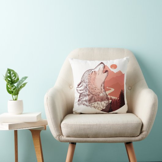 ハウリングウルフのベクトルイラストレーションランドスケープT- クッション (椅子)