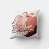 ハウリングウルフのベクトルイラストレーションランドスケープT- クッション (裏面)