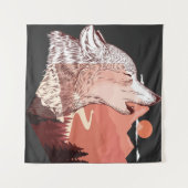 ハウリングウルフのベクトルイラストレーションランドスケープT- タペストリー (正面(横))