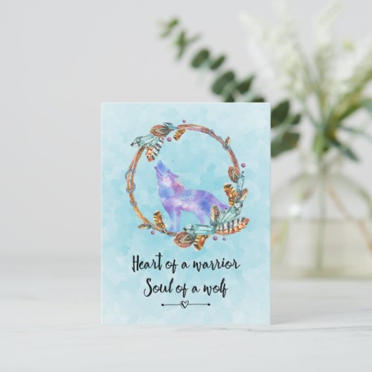 ハウリングウルフの水彩画を使用した引用文 ポストカード (スタンド正面)