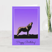 ハウリングウルフアットサンセット – オリジナルワイルドライフアート カード (正面)