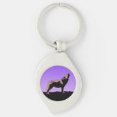 ハウリングウルフアットサンセット – オリジナルワイルドライフアート キーホルダー (正面)