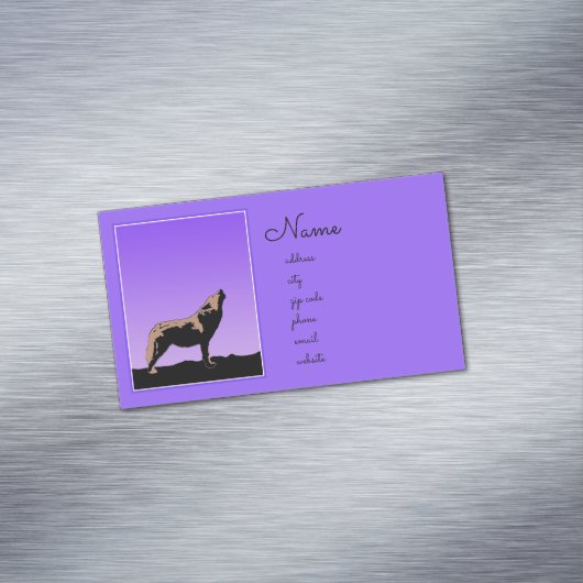 ハウリングウルフアットサンセット – オリジナルワイルドライフアート マグネット名刺 (インサイチュ)