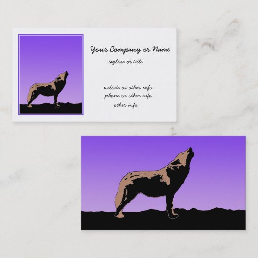 ハウリングウルフアットサンセット – オリジナルワイルドライフアート 名刺 (正面/裏面)