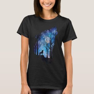 ハウリングウルフインザムーンスカイ銀河系ウルフワイルドアニメーション Tシャツ