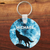 ハウリングウルフウィンスノーウィーブルースモーク名前をカスタムする キーホルダー (正面)
