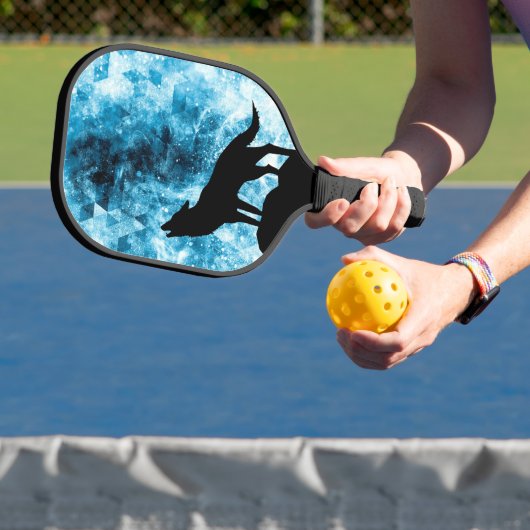 ハウリングウルフウィンスノーブルースモーク抽象芸術 ピックルボールラケット (インサイチュ)