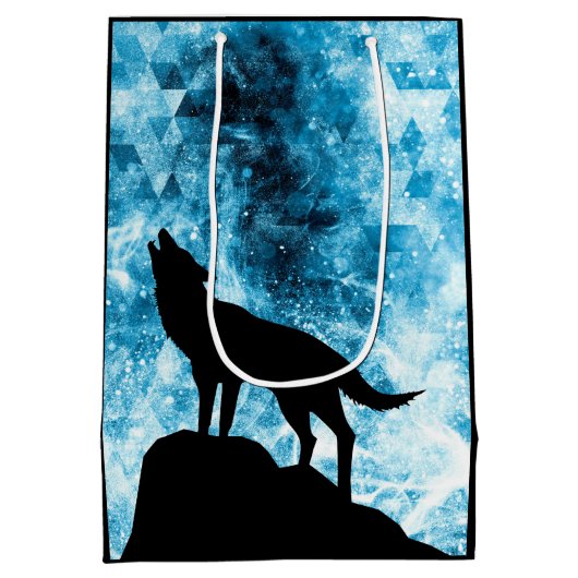 ハウリングウルフウィンスノーブルースモーク抽象芸術 ミディアムペーパーバッグ (裏面)